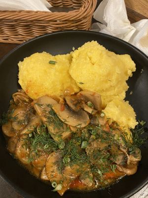 Mushroom Stew and Polenta  at Caru' cu Bere in Bucharest