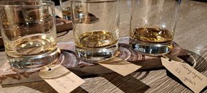 Whisky flight at The Oak Tree Inn in Balmaha