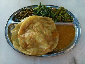 Puri with vegetables 100% vegetarian at Krishna Bhawan Restaurant in Ipoh