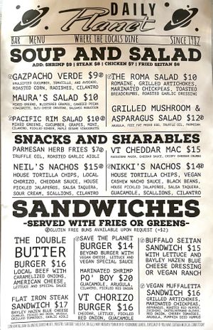 Menu 2/2 at Daily Planet in Burlington