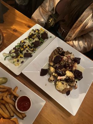 Cauliflower and black bean fritters  at Daily Planet in Burlington