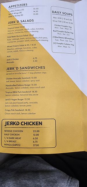 Great tasting food and nice staff. Clearly labeled vegan options. They use uber eats and grubhub. More photo options on google. Ate all my food before I could take a picture. at Jerk'D Caribbean Kitchen in Hackensack