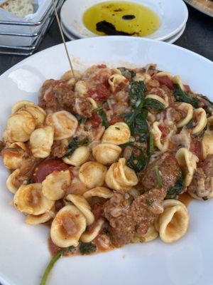 Orecchiette entree, the vegan sausage was great  at Mezzo in Dublin