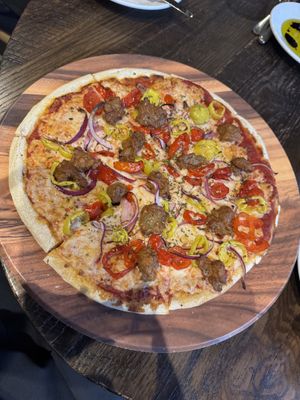 The sausage and pepper pizza with Daiya cheese. So delicious!  at Mezzo in Dublin