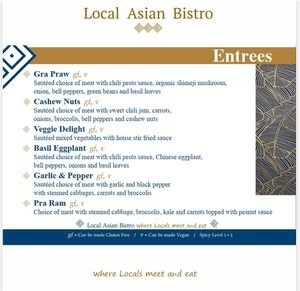 Entrees at Local Asian Bistro in Vancouver