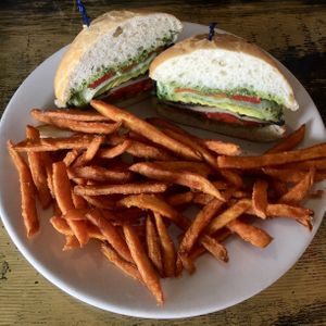Potabella Sandwhich with Avocado (my mother's vegetarian lunch). at Redwood Cafe in Cotati