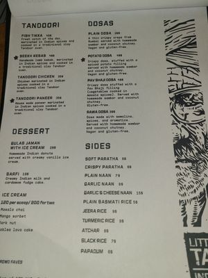 Menu at Little Taj in Boracay
