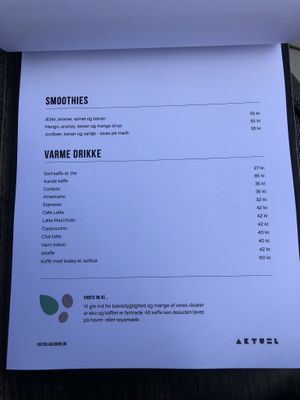 Menu at Aktuel in Aalborg