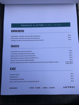 Menu at Aktuel in Aalborg