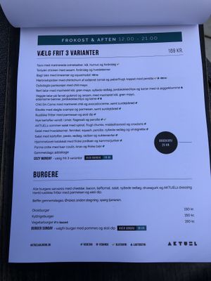 Menu at Aktuel in Aalborg
