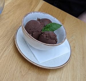 Vegan chocolate ice cream at Ego Mediterranean in Sheffield