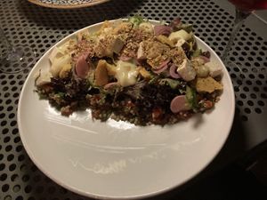 Super delicious tofu salad (vegan)  at Linea - Closer To The Moon in Bucharest