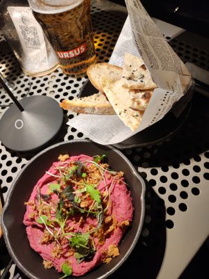 Hummus with Beet and Capia Pepper at Linea - Closer To The Moon in Bucharest