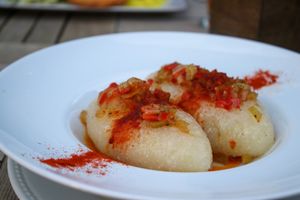 mushroom cepelinai at Burė in Nida