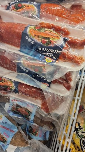 vegan 'lobster' at Vegetarian World Supermarket in Nijmegen