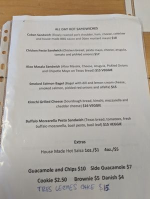 Menu July 2024 at Las Chulas in Tobermory