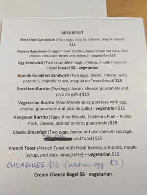 Menu July 2024 at Las Chulas in Tobermory