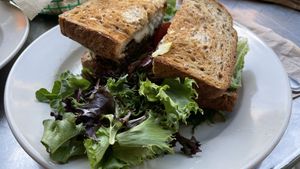 Lentil burger was amazing. at Kayak Kafe - Broughton in Savannah