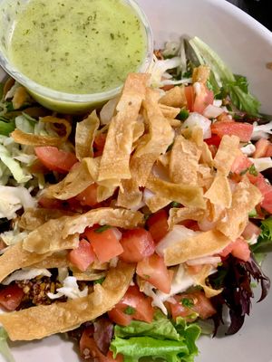 Taco bowl salad with walnut “chorizo” - very good at Kayak Kafe - Broughton in Savannah