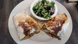 Tofu & Veg Burrito with vegan mozz at Kayak Kafe - Broughton in Savannah