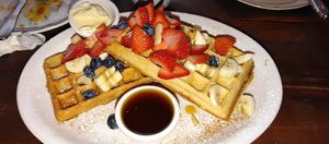 Vegan waffles at Morning Glory Cafe in Eugene
