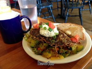 Little Bear's Vegan Omelette--note the crisp potato turnover-yum. at Morning Glory Cafe in Eugene