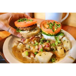 Happy morning sandwich. Totally vegan :) at Morning Glory Cafe in Eugene