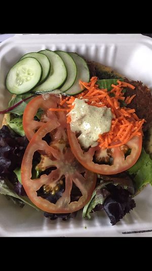 Blue Moon with side salad at Morning Glory Cafe in Eugene