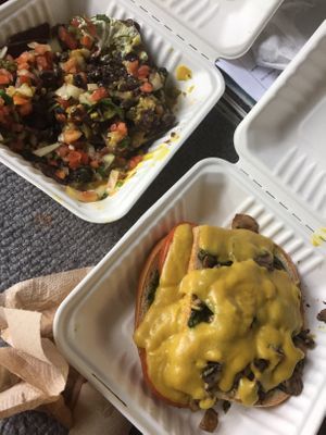 Bisbee Blue Nachos and Toasty Cheese & Pesto at Morning Glory Cafe in Eugene