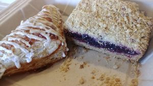 Raspberry oat bar and berry turnover at Morning Glory Cafe in Eugene