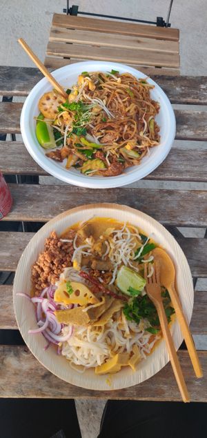 Khaau soi and pad thai, super succulent! at Thai Vegan Kitchen in Helsinki