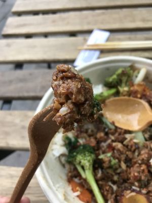 Chili basil “chicken” with their homemade fake chicken. at Thai Vegan Kitchen in Helsinki