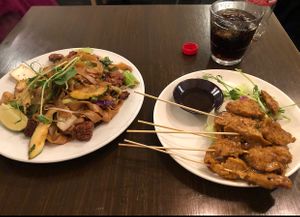Noodles and satay at Thai Vegan Kitchen in Helsinki