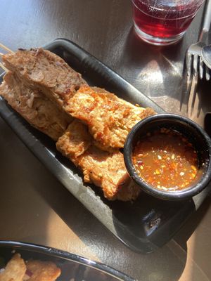 “Like beef” scewers  at Thai Vegan Kitchen in Helsinki