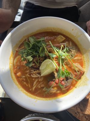 Khao soi. With a few different vegan proteins. Delicious!!   at Thai Vegan Kitchen in Helsinki