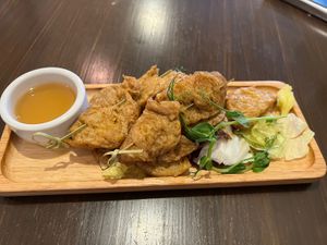 Soya meat, oily but tasty🤗  at Thai Vegan Kitchen in Helsinki