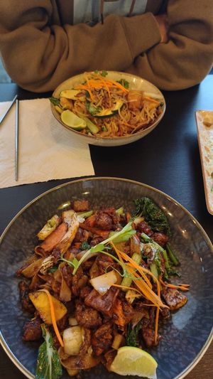 Pad Thai and Pad Sii uu (below)  at Thai Vegan Kitchen in Helsinki