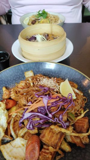 Pad thai, dim sum hernis and can't remember the third one :D at Thai Vegan Kitchen in Helsinki