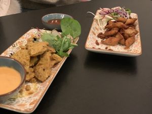 Wuu sate und sweet chilli   at Thai Vegan Kitchen in Helsinki