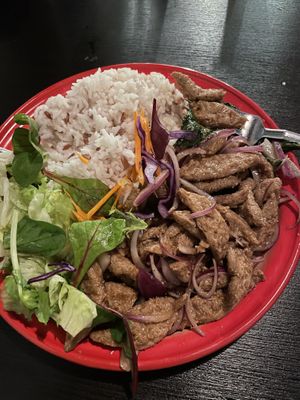 Nam tok muu, mi favorito de lo que probé ,  at Thai Vegan Kitchen in Helsinki