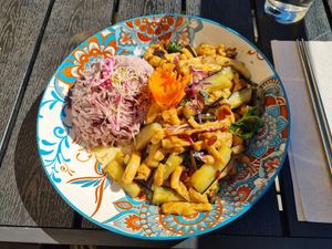 Eggplant stir fry with hernis at Thai Vegan Kitchen in Helsinki