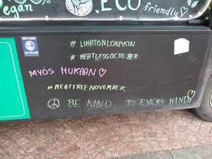 They have the right attitude. at Thai Vegan Kitchen in Helsinki