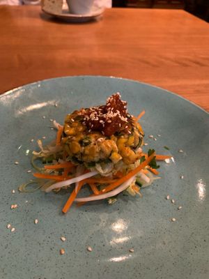 Sweetcorn fritters at Woodlands in Bury St Edmunds