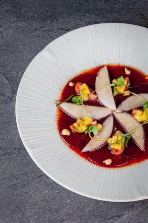 Beet Carpaccio     
 at Saffron in Las Vegas