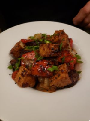 Eggplant and tofu at Saffron in Las Vegas