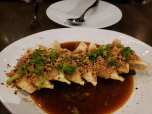 Floating goyza at Saffron in Las Vegas