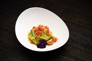 Chilled Zucchini Pesto Salad

Thin zucchini noodles, chilled and tossed with creamy pesto. at Saffron in Las Vegas