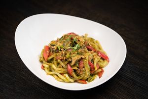 Haru Noodles

Udon noodles tossed with a medley of mushrooms, zucchini, & bell peppers in a chimichurri pesto sauce. 

 at Saffron in Las Vegas