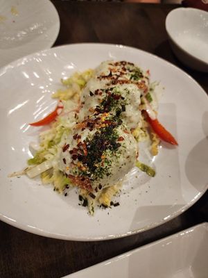 Crab cakes  at Saffron in Las Vegas