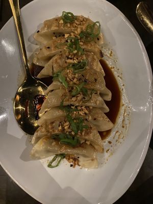 Floating gyoza  at Saffron in Las Vegas